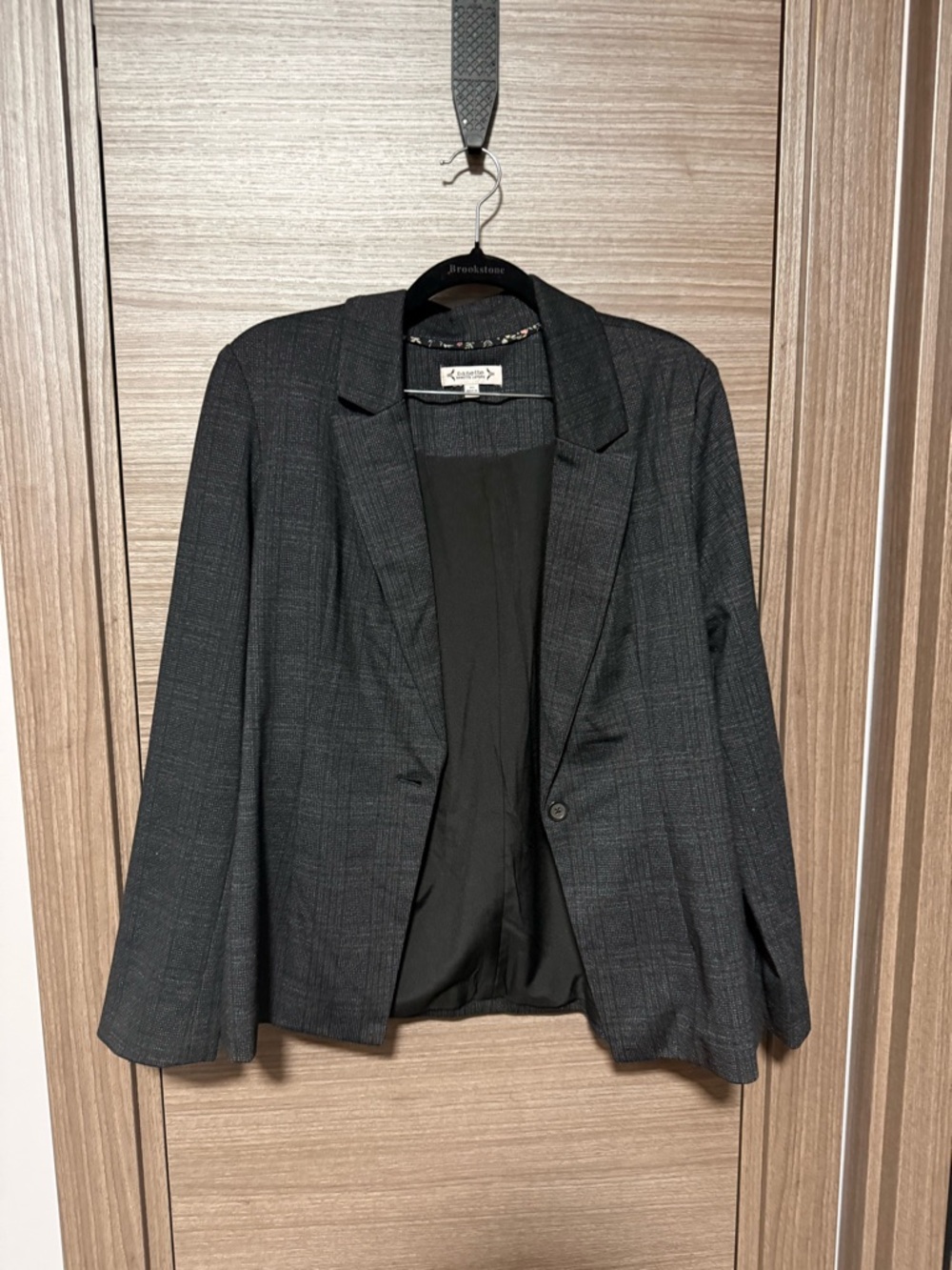 Nanette Lepore Dark Charcoal Plaid Blazer